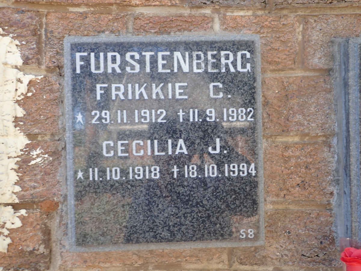 FURSTENBERG Frikkie C. 1912-1982 &amp; Cecilia J. 1918-1994