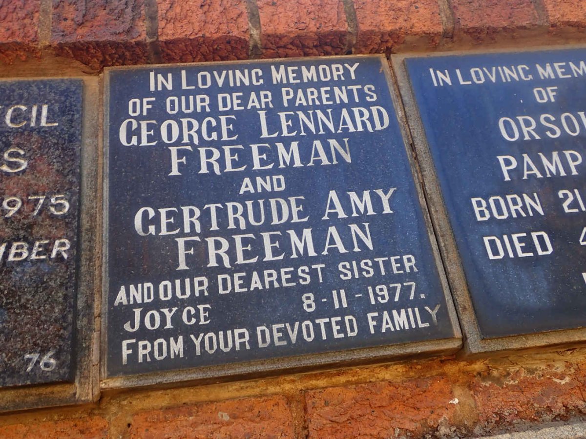 FREEMAN George Lennard &amp; Gertrude Amy :: FREEMAN Joyce -1977