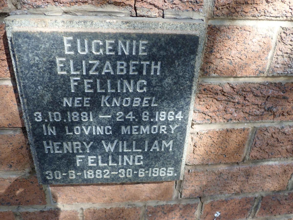 FELLING Henry William 1882-1965 &amp; Eugenie Elizabeth KNOBEL 1881-1964
