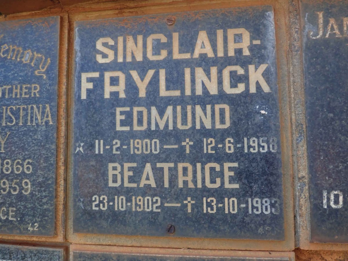 FRYLINCK Edmund, SINCLAIR 1900-1958 &amp; Beatrice 1902-1983