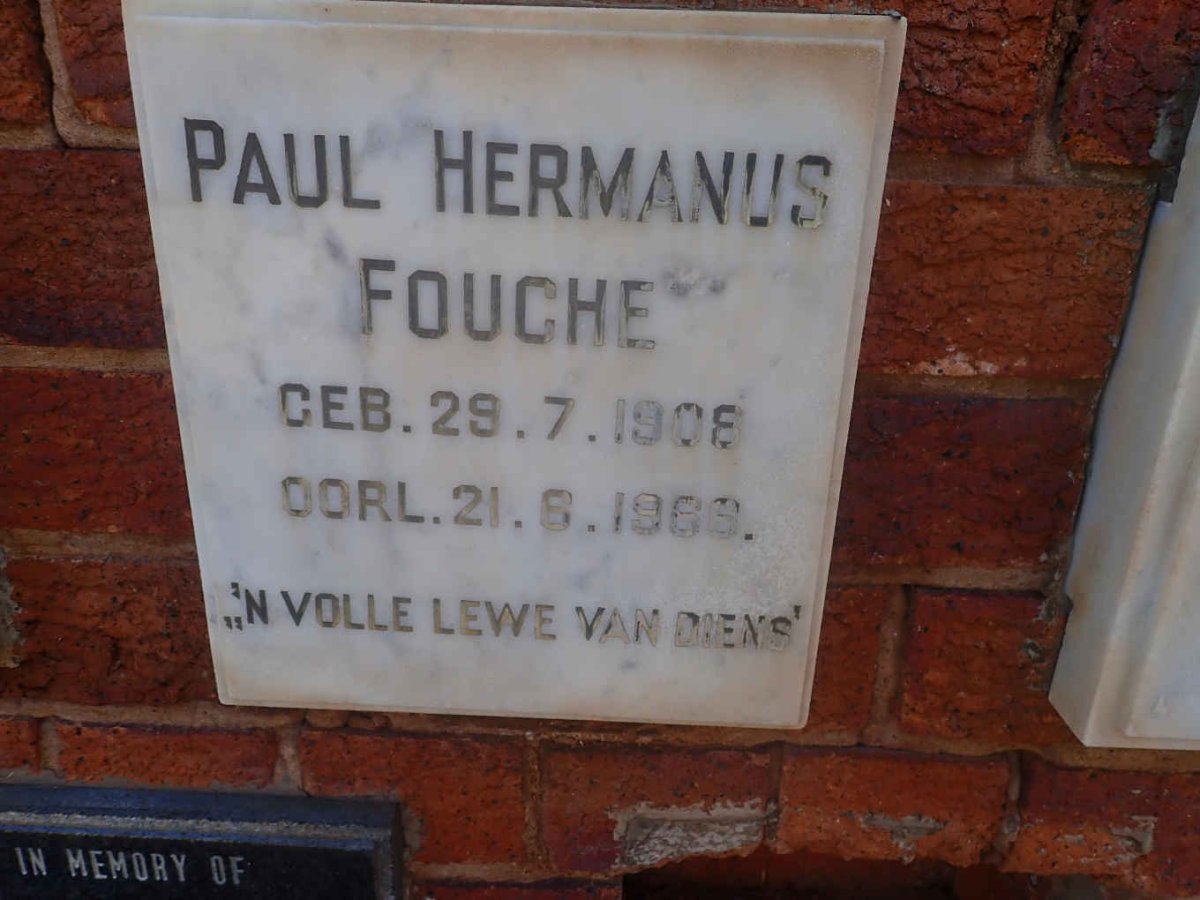 FOUCHE Paul Hermanus 1908-1966