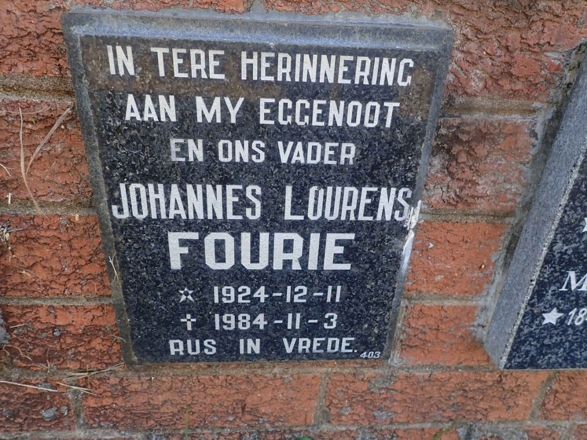 FOURIE Johannes Lourens 1924-1984