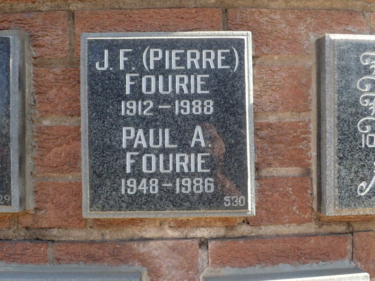 FOURIE J.F. 1912-1988 :: FOURIE Paul A. 1948-1986