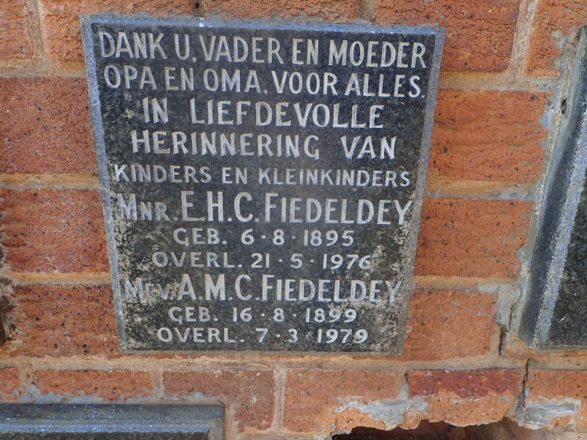 FIEDELDEY E.H.C. 1895-1976 &amp; A.M.C. 1899-1979