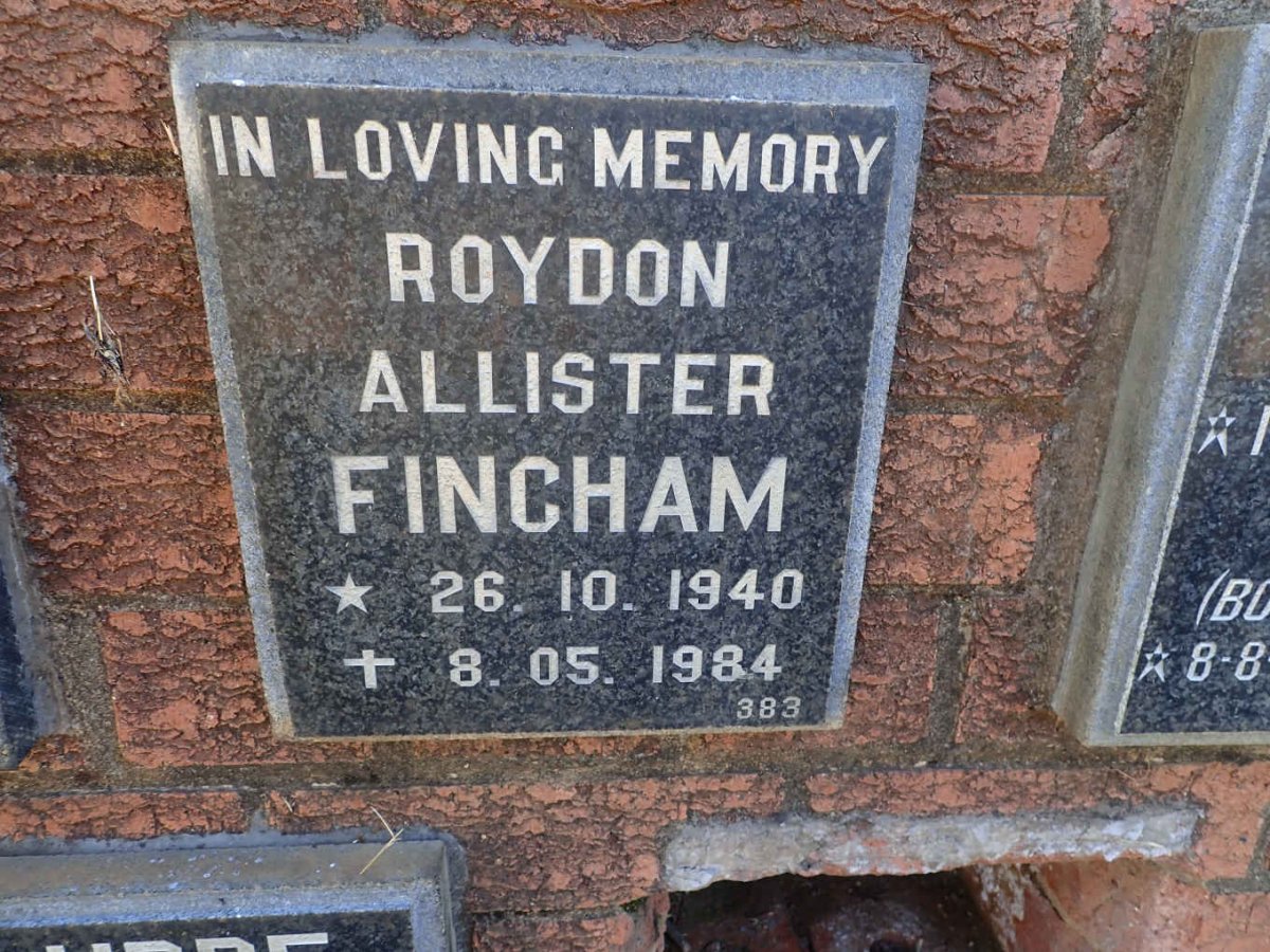 FINCHAM Roydon Allister 1940-1984