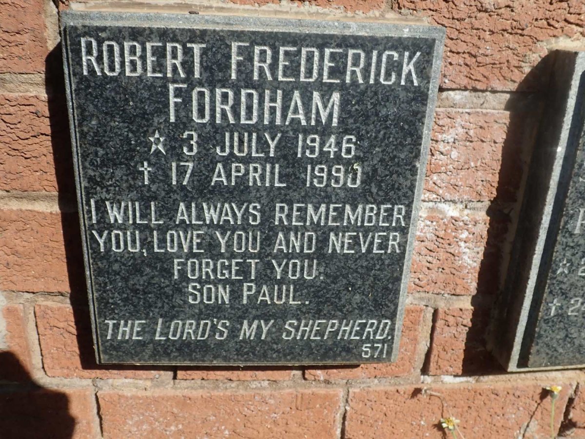 FORDHAM Robert Frederick 1946-1990