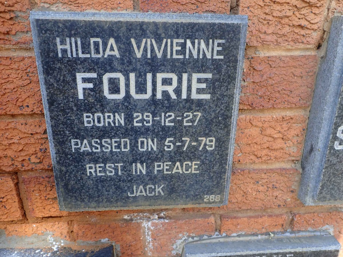 FOURIE Hilda Vivienne 1927-1979