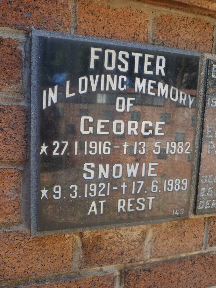 FOSTER George 1916-1982 &amp; Snowie 1921-1989