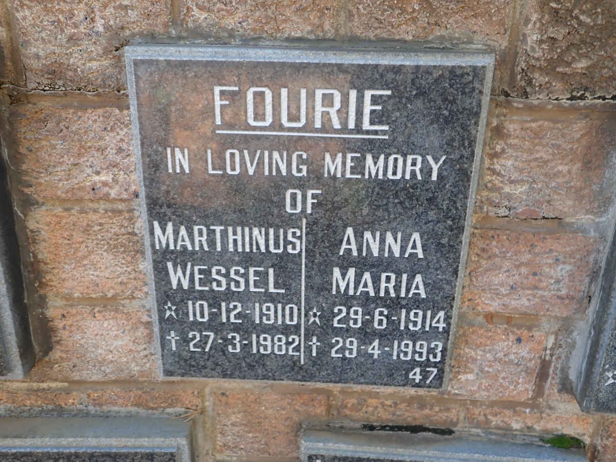 FOURIE Marthinus Wessel 1910-1982 &amp; Anna Maria 1914-1993