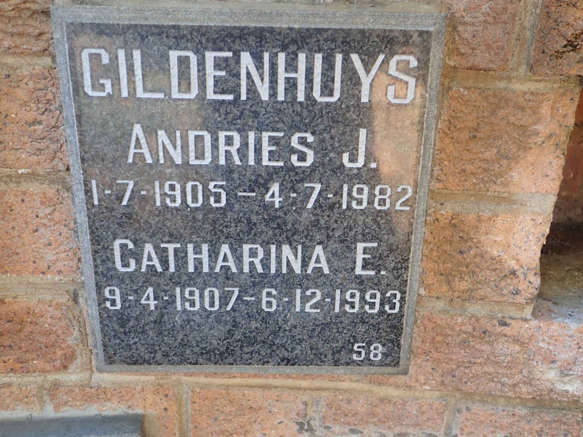 GILDENHUYS Andries J. 1905-1982 &amp; Catharina E. 1907-1993