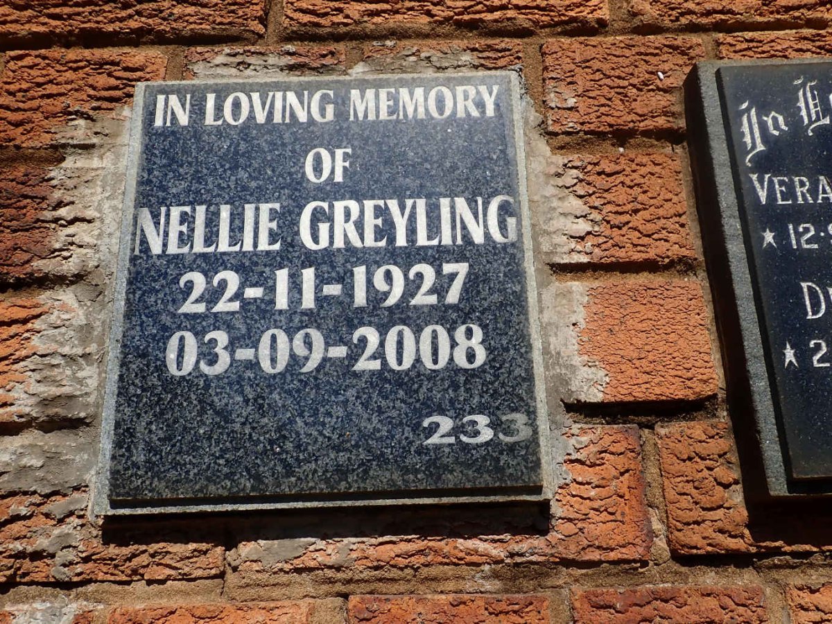 GREYLING Nellie 1927-2008
