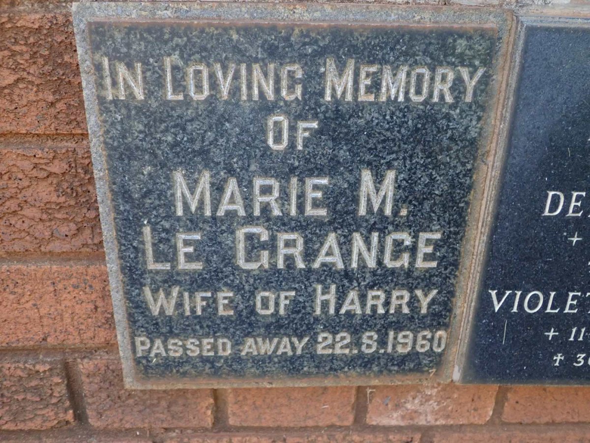 GRANGE Marie M., le -1960