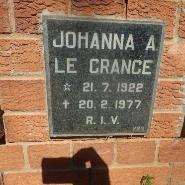 GRANGE Johanna A., le 1922-1977