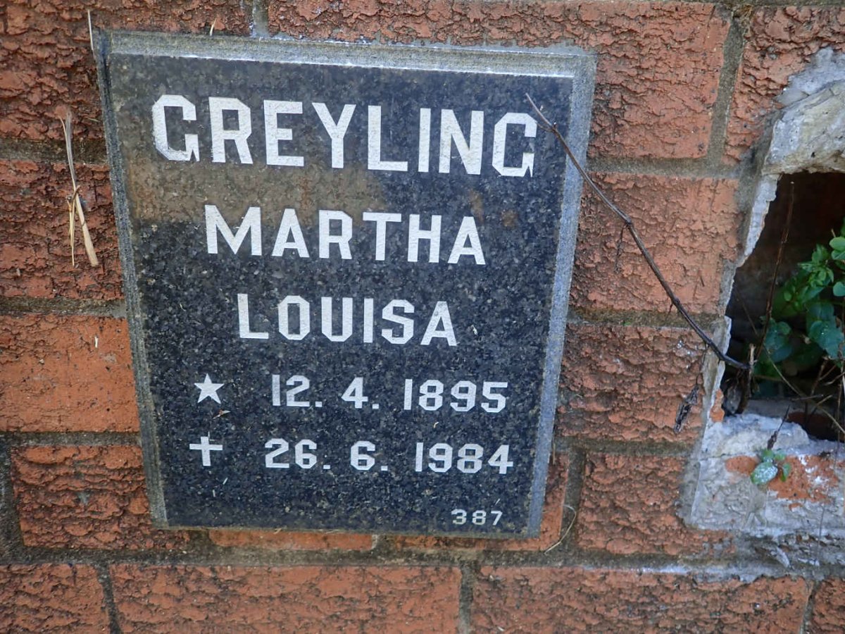 GREYLING Martha Louisa 1895-1984