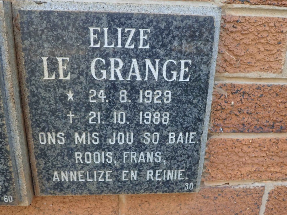 GRANGE Elize, le 1929-1988