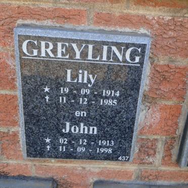 GREYLING John 1913-1998 &amp; Lily 1914-1985