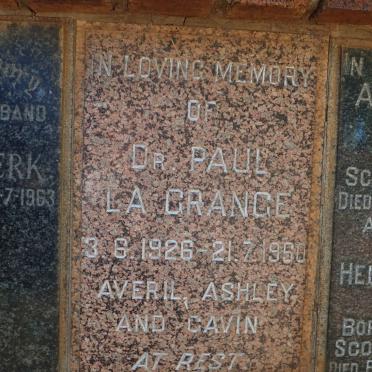 GRANGE Paul, la 1926-1960