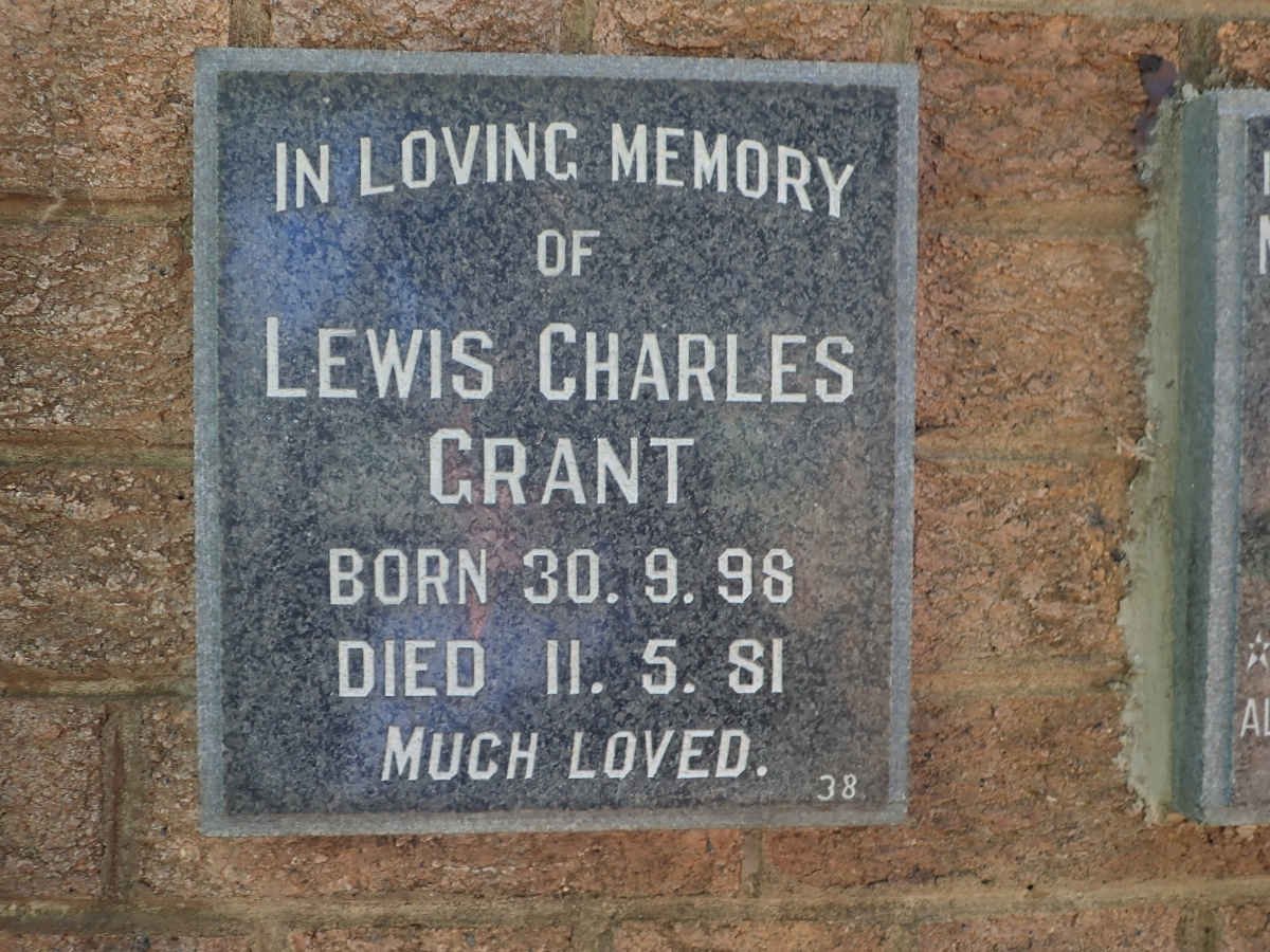 GRANT Lewis Charles 1898-1981