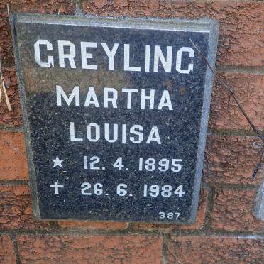 GREYLING Martha Louisa 1895-1984