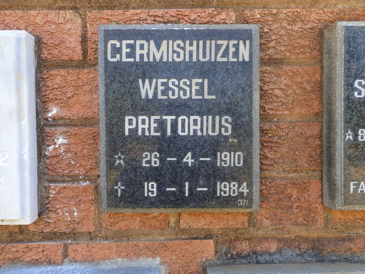 GERMISHUIZEN Wessel Pretorius 1910-1984