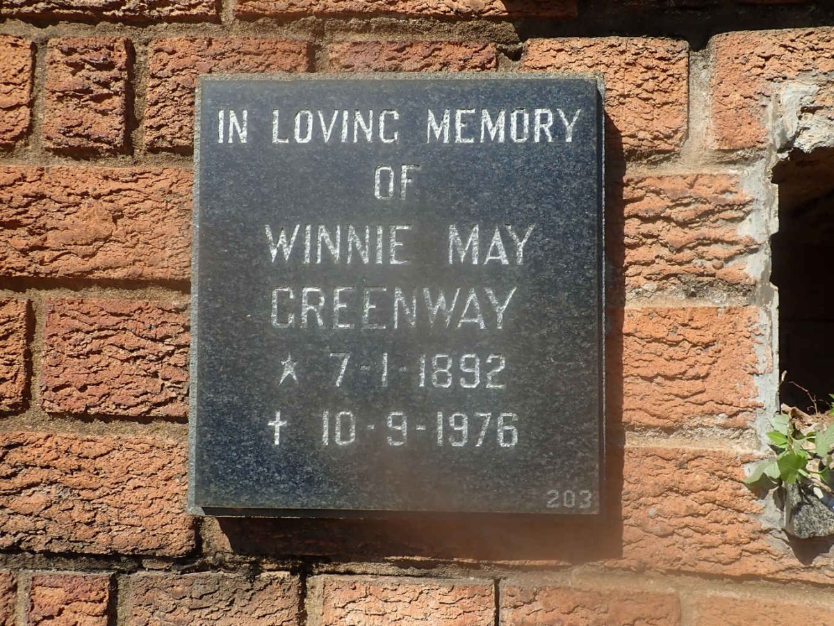 GREENWAY Winnie May 1892-1976