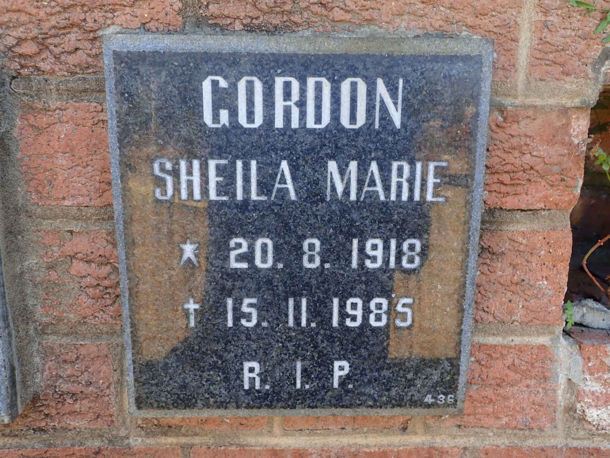 GORDON Sheila Marie 1918-1985