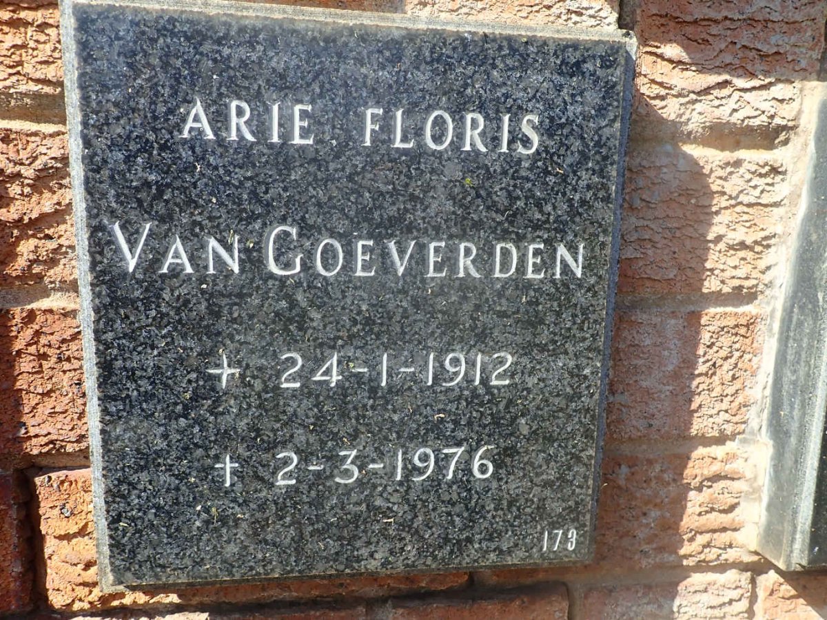 GOEVERDEN Arie Floris, van 1912-1976