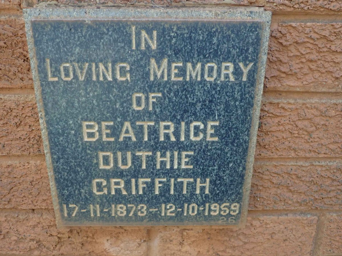 GRIFFITH Beatrice Duthie 1873-1959