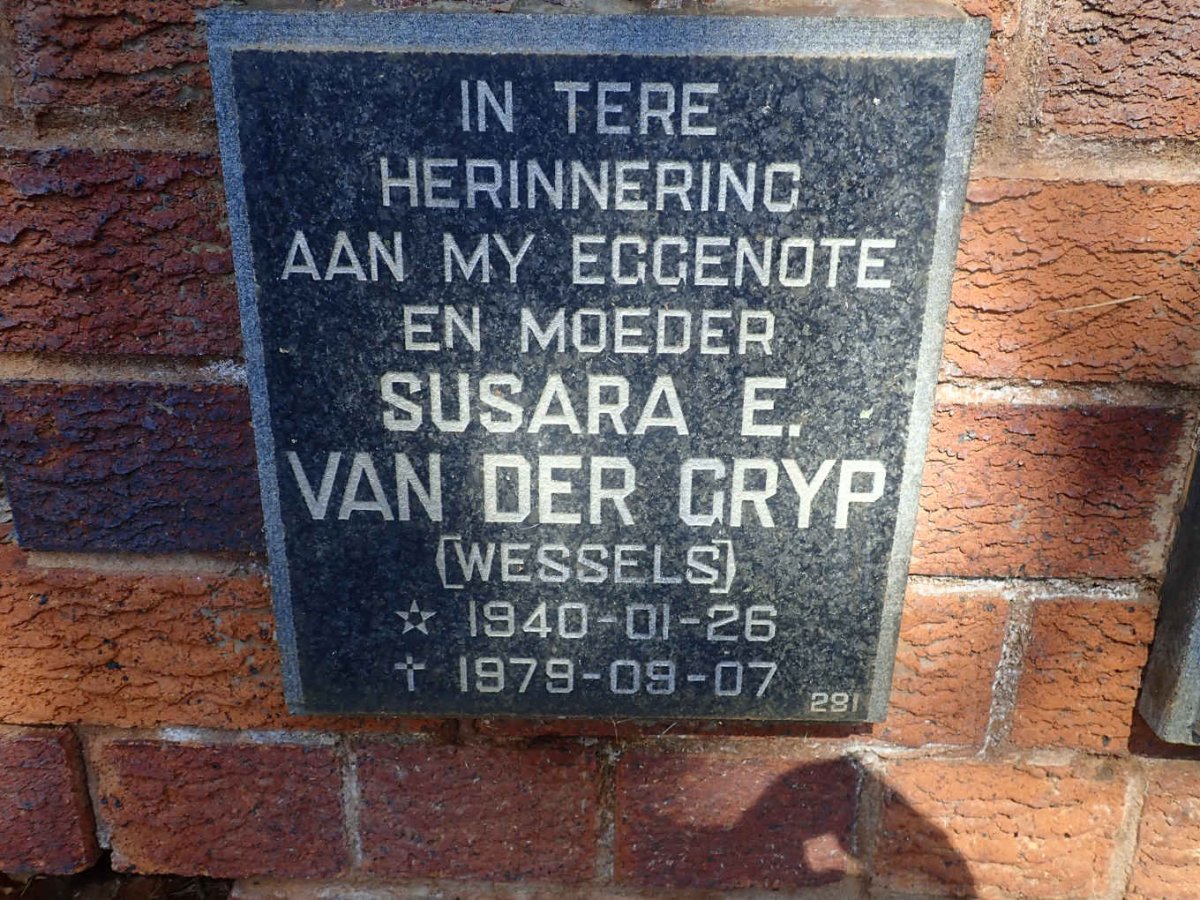 GRYP Susara E., van der nee WESSELS 1940-1979
