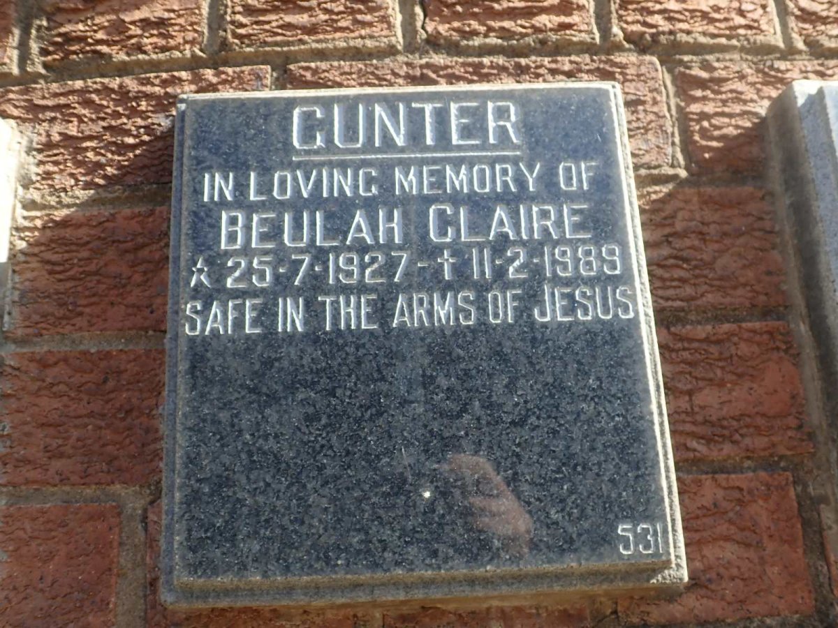 GUNTER Beulah Claire 1927-1989