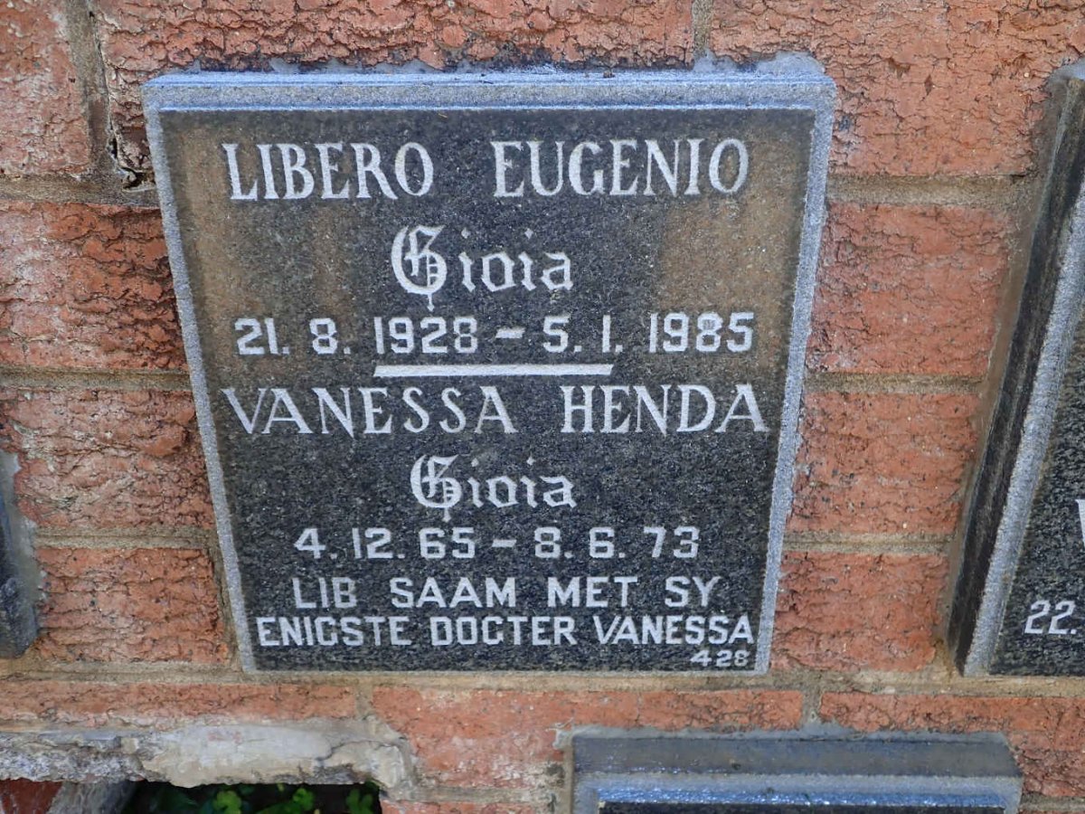 GIOIA Libero Eugenio 1928-1985 :: GIOIA Vanessa Henda 1965-1973