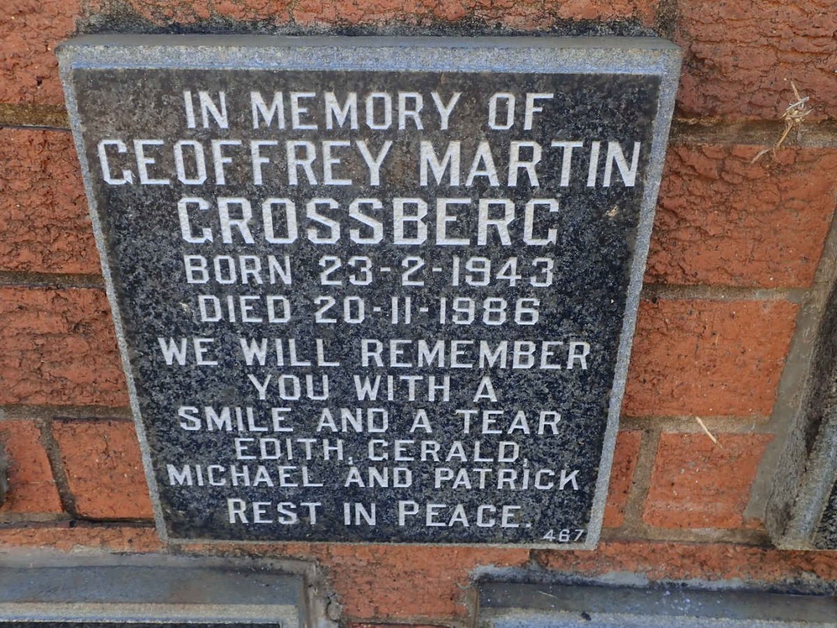 GROSSBERG Geoffrey Martin 1943-1986