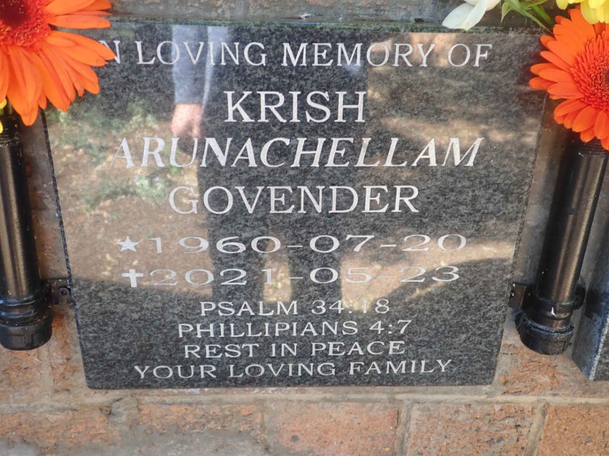 GOVENDER Krish Arunachellam 1960-2021