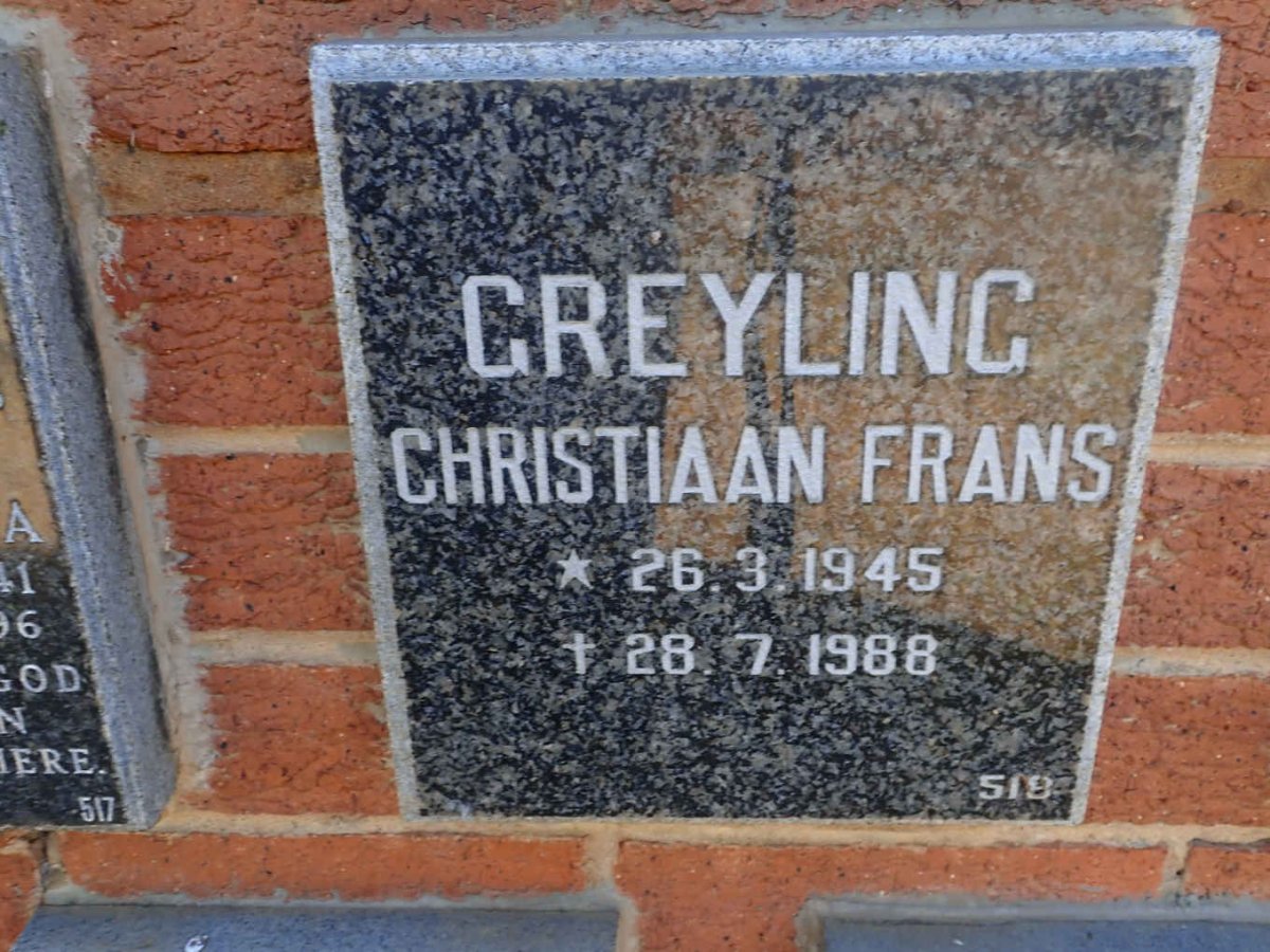 GREYLING Christiaan Frans 1945-1988