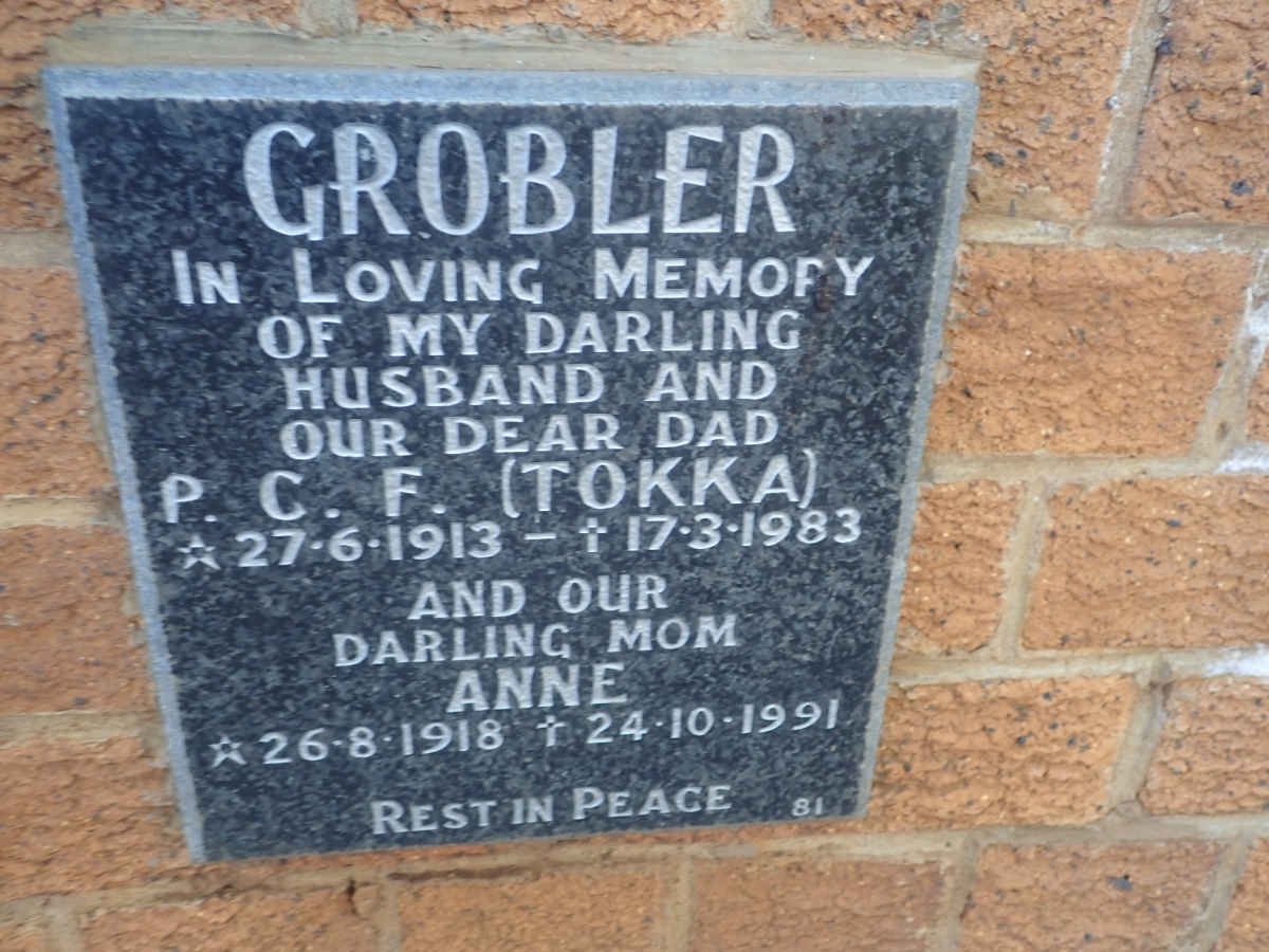GROBLER P.C.F. 1913-1983 &amp; Anne 1918-1991