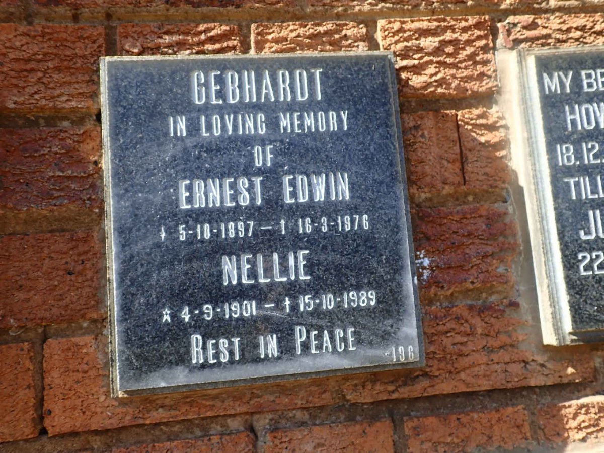 GEBHARDT Ernest Edwin 1897-1976 &amp; Nellie 1901-1989