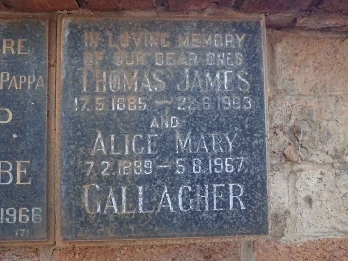 GALLAGHER Thomas James 1885-1963 &amp; Alice Mary 1889-1967