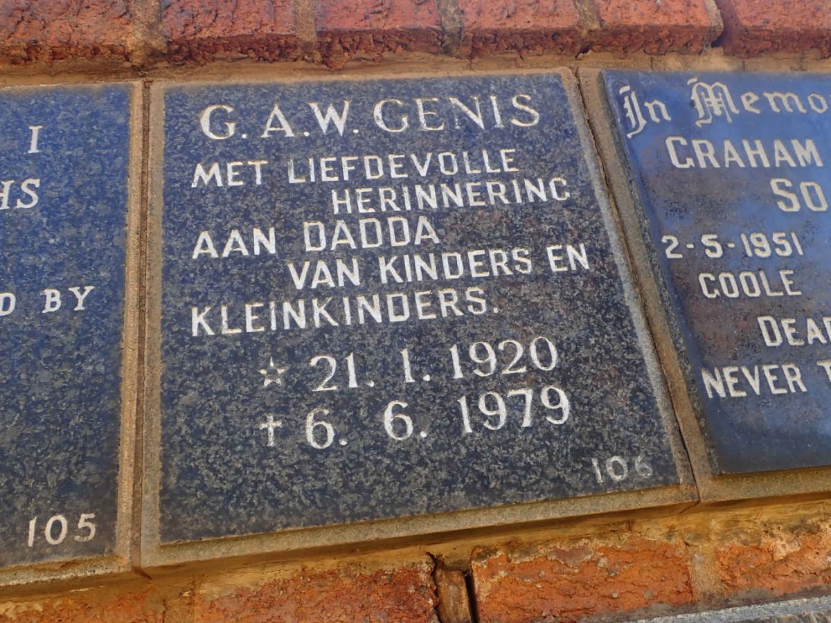 GENIS G.A.W. 1920-1979