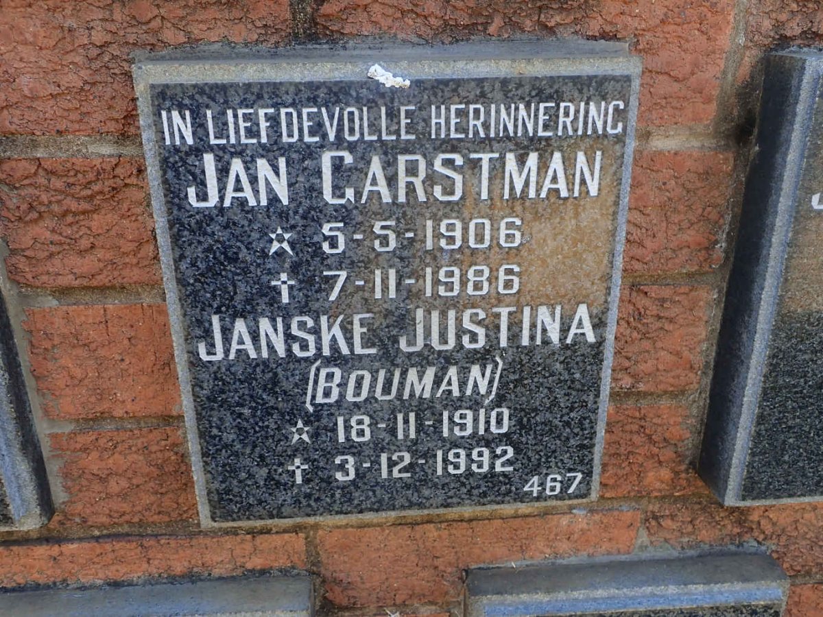 GARSTMAN Jan 1906-1986 &amp; Janske Justina BOUMAN 1910-1992