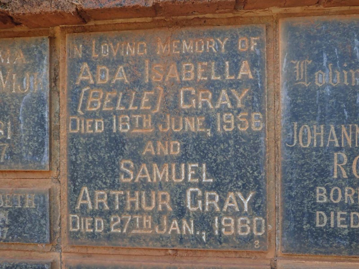 GRAY Samuel Arthur -1960 &amp; Ada Isabella -1956