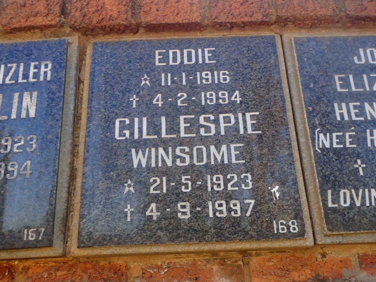 GILLESPIE Eddie 1916-1994 &amp; Winsome 1923-1997