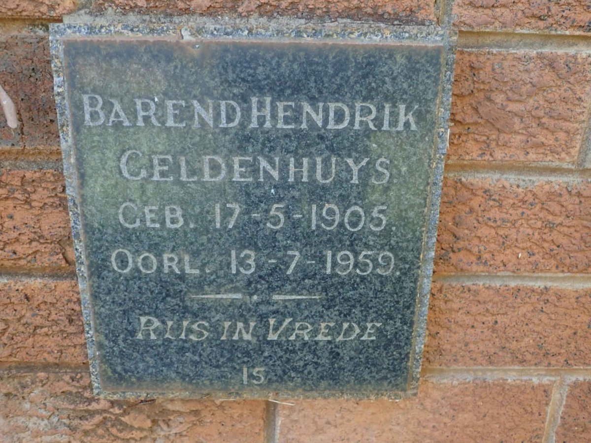 GELDENHUYS Barend Hendrik 1905-1959
