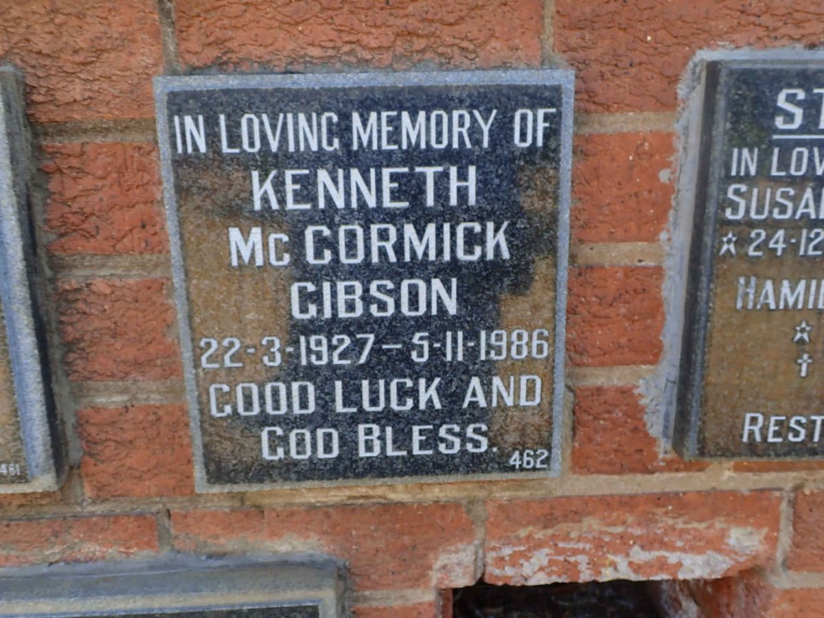 GIBSON Kenneth Mc Cormick 1927-1986