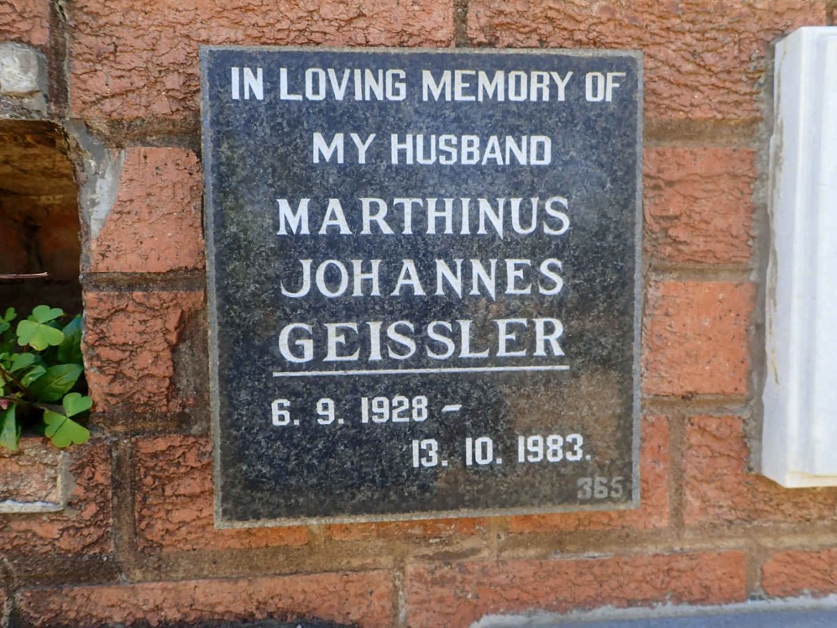 GEISSLER Marthinus Johannes 1928-1983