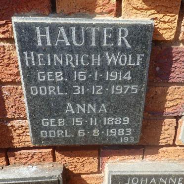 HAUTER Heinrich Wolf 1914-1975 &amp; Anna 1889-1983