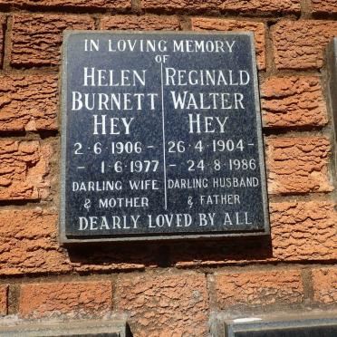 HEY Reginald Walter 1904-1986 &amp; Helen Burnett 1906-1977