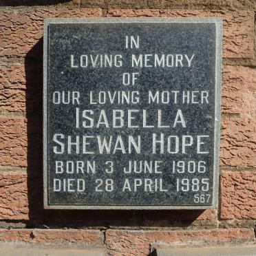 HOPE Isabella Shewan 1906-1985