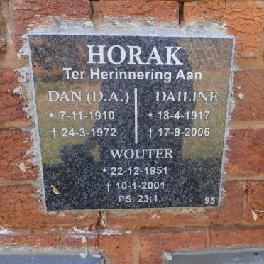 HORAK Dan D.A 1910-1972 &amp; Dailine 1917-2006 :: HORAK Wouter 1951-2001
