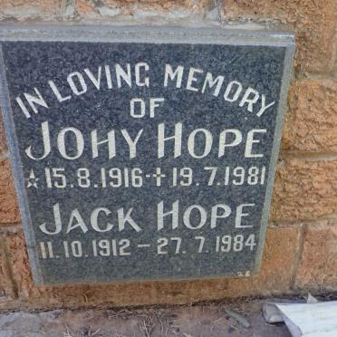 HOPE Jack 1912-1984 &amp; Johy 1916-1981