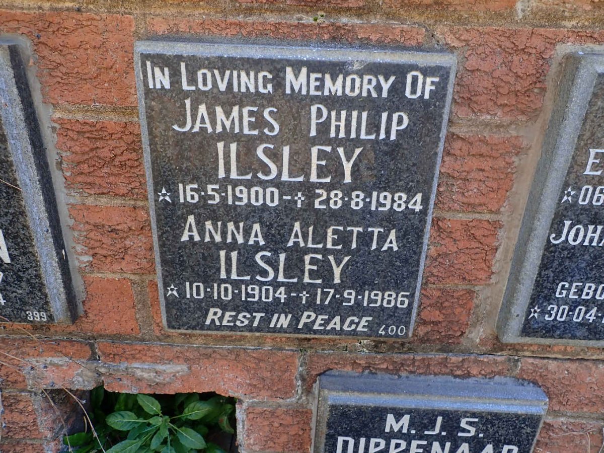 ISLEY James Philip 1900-1984 &amp; Anna Aletta 1904-1986